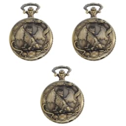 Vintage Steampunk Handsome Dragon Carved Quartz Pocket Watch Necklace Pendant Clock Chain Men's and Women's Gifts