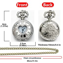 Retro Charm Neutral Small Hollow Heart Carving Quartz Steampunk Pocket Watch Men's and Women's Necklace Pendant Gift