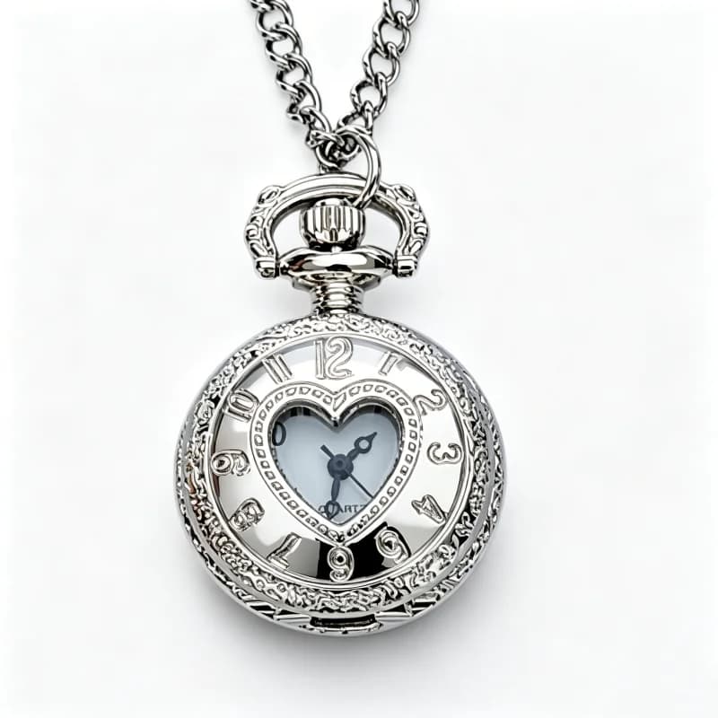 Retro Charm Neutral Small Hollow Heart Carving Quartz Steampunk Pocket Watch Men's and Women's Necklace Pendant Gift