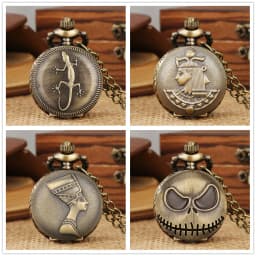 Little Size Bronze Necklace Quartz Pocket Watch Gifts for Kids Arabic Numerals Display White Dial Exquisite Tiny Pocket Clock
