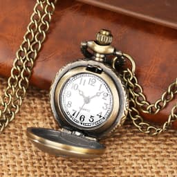 Little Size Bronze Necklace Quartz Pocket Watch Gifts for Kids Arabic Numerals Display White Dial Exquisite Tiny Pocket Clock