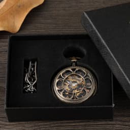 Roman Numeral Luxury Mechanical Pocket Watch Engrave Carving Sliver Case Steampunk Skeleton Watches Fob Chain Clock for Men