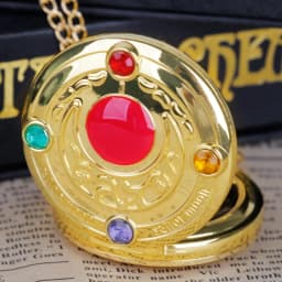 Gold Exquisite Moon Engraving Classic Quartz Pocket Watch Anime Dial Clock Pendant Gift for Girls Children