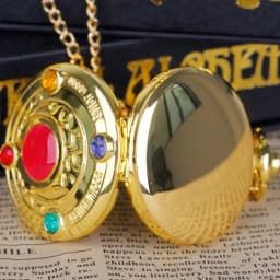 Gold Exquisite Moon Engraving Classic Quartz Pocket Watch Anime Dial Clock Pendant Gift for Girls Children