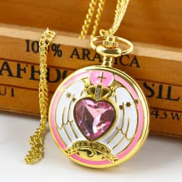 Pink Cute Cherry Blossom Diamond Inlaid Quartz Pocket Watch Pendant Clock Chain Exquisite Charm Gifts Ideal for Men Women Kids