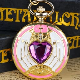 Pink Cute Cherry Blossom Diamond Inlaid Quartz Pocket Watch Pendant Clock Chain Exquisite Charm Gifts Ideal for Men Women Kids