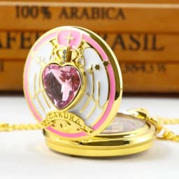 Pink Cute Cherry Blossom Diamond Inlaid Quartz Pocket Watch Pendant Clock Chain Exquisite Charm Gifts Ideal for Men Women Kids