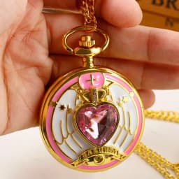 Pink Cute Cherry Blossom Diamond Inlaid Quartz Pocket Watch Pendant Clock Chain Exquisite Charm Gifts Ideal for Men Women Kids