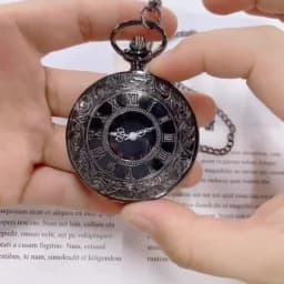Black Roman Numerals Quartz Pocket Watch Men Women Black Hollow Case Steampunk Vintage Pendant Necklace Best Gifts for Men Women