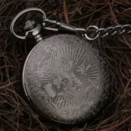 Black Roman Numerals Quartz Pocket Watch Men Women Black Hollow Case Steampunk Vintage Pendant Necklace Best Gifts for Men Women