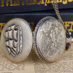 Men’s Vintage Bronze Sailing Ship Pendant Pocket Watch: Distinctive Nautical-Infused Timing Jewelry Watch Gifts