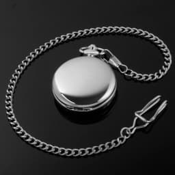Vintage Silver Smooth Steel Pocket Watch with Chain Roman Numerals Silver Men's Quartz Pocket Watches for Men