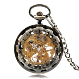 Steampunk Watch for Men Women Luxury Hand-winding Mechanical Pocket Watches Silver Gold Bronze Balck Pendant with Fob Chian