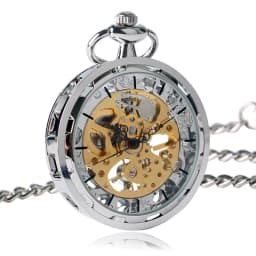 Steampunk Watch for Men Women Luxury Hand-winding Mechanical Pocket Watches Silver Gold Bronze Balck Pendant with Fob Chian