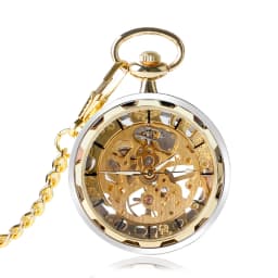 Steampunk Watch for Men Women Luxury Hand-winding Mechanical Pocket Watches Silver Gold Bronze Balck Pendant with Fob Chian