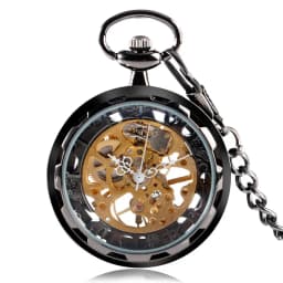 Steampunk Watch for Men Women Luxury Hand-winding Mechanical Pocket Watches Silver Gold Bronze Balck Pendant with Fob Chian