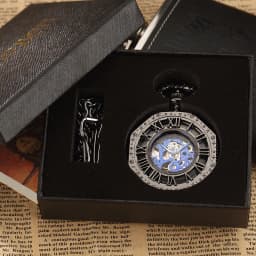 Octagon Round Vintage Man Pocket Watch fob with chain steampunk Pendant Watches for Men Pendant retro clock Necklace