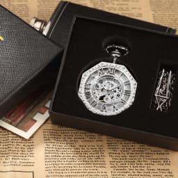 Octagon Round Vintage Man Pocket Watch fob with chain steampunk Pendant Watches for Men Pendant retro clock Necklace