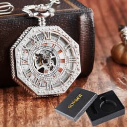 Octagon Round Vintage Man Pocket Watch fob with chain steampunk Pendant Watches for Men Pendant retro clock Necklace