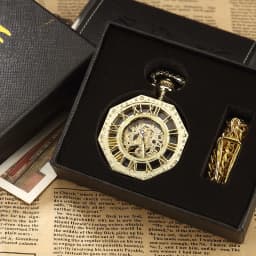 Octagon Round Vintage Man Pocket Watch fob with chain steampunk Pendant Watches for Men Pendant retro clock Necklace