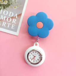 Candy Color Flower Lovely Nurse Doctor & Students Clip Pocket Watches Medical Electronic Hang Clock Gift