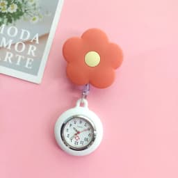 Candy Color Flower Lovely Nurse Doctor & Students Clip Pocket Watches Medical Electronic Hang Clock Gift