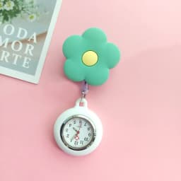 Candy Color Flower Lovely Nurse Doctor & Students Clip Pocket Watches Medical Electronic Hang Clock Gift