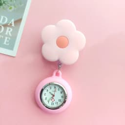 Candy Color Flower Lovely Nurse Doctor & Students Clip Pocket Watches Medical Electronic Hang Clock Gift