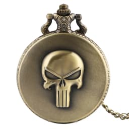 Retro Bronze 3d Skull Quartz Pocket Watch Children Kids Men Fob Watches Antique Modern Clock Antique Pendant Chain Necklace Gift