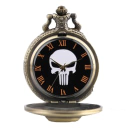 Retro Bronze 3d Skull Quartz Pocket Watch Children Kids Men Fob Watches Antique Modern Clock Antique Pendant Chain Necklace Gift