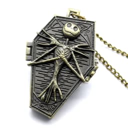 Vintage Gothic Skull Pendant Necklace Chain Quartz Pocket Watch FOB Clock Gifts for Men Women Kids