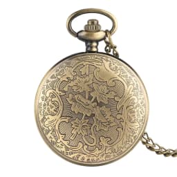 Vintage Bronze Hollow Crane & Pine Quartz Pocket Watch Necklace Women Men Fob Watches Necklace Sweater Pendant Chain reloj