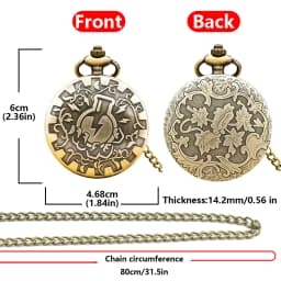 Vintage Bronze Steampunk Carved Quartz Pocket Watch Necklace Pendant Clock Chain Men Women Chain Memorial Collection Gift