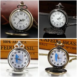reloj de bolsillo Hollow Quartz Pocket Watch Vintage Pendant Blue White Wing Design Pocket Watches with Chain for Man Women