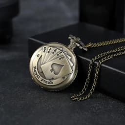 Best Gifts Luxury Quartz Pocket Watch Design Playing Card Necklace Pendant Pocket Watch Clock for Mens Womens