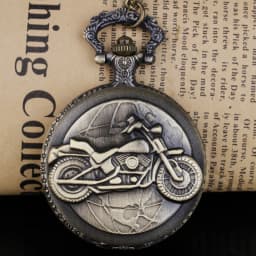Vintage Bronze Motorcycle Design Elegant Vintage Pocket Watch Collection Decorated Gift Necklaces for Men and Women
