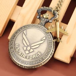 1939-1945 America Nairpower B-29 Aircraft Quartz Pocket Watch Retro Army Military Necklace Chain Clock with Airplane Accessory