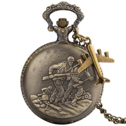 1939-1945 America Nairpower B-29 Aircraft Quartz Pocket Watch Retro Army Military Necklace Chain Clock with Airplane Accessory