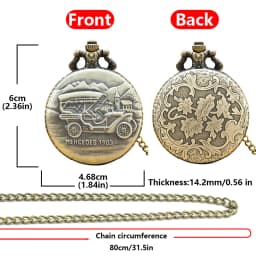 Vintage Bronze Steampunk Vintage Car 1903 Carved Quartz Pocket Watch Necklace Pendant Clock Chain Men Women Chain Gift