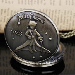 Vintage Prince Quartz Pocket Watch Necklace Bronze Pendant Chain Quartz Clock Children Women Men Gift