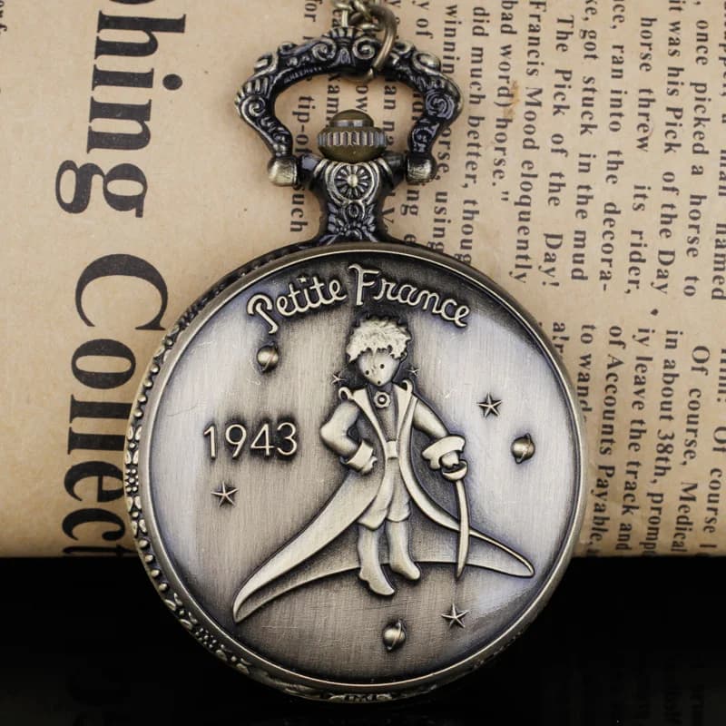 Vintage Prince Quartz Pocket Watch Necklace Bronze Pendant Chain Quartz Clock Children Women Men Gift