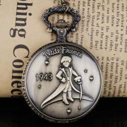 Vintage Prince Quartz Pocket Watch Necklace Bronze Pendant Chain Quartz Clock Children Women Men Gift
