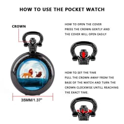 Famous Film Cartoon Theme Design Pendant Quartz Pocket Watch Souvenir Chain Pocket Watch Arabic Numerals with Personality Gifts