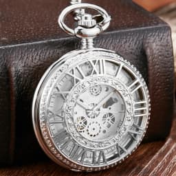 Steampunk MAN Pocket Watch FOB CHAIN Pendant Black Silver Classical Vintage Costume Pocket Watches for Men Vest Necklace Watches
