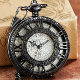 Steampunk MAN Pocket Watch FOB CHAIN Pendant Black Silver Classical Vintage Costume Pocket Watches for Men Vest Necklace Watches