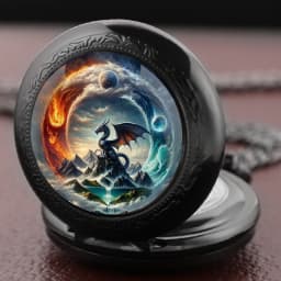 Majestic Dragon and Mystical Landscape Pocket Watch Vintage Women Necklace Pendant Clock Men Watch Gift Relojes De Bolsillo