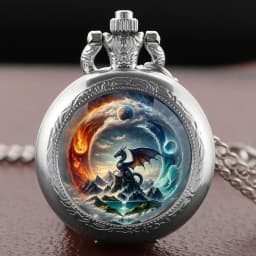 Majestic Dragon and Mystical Landscape Pocket Watch Vintage Women Necklace Pendant Clock Men Watch Gift Relojes De Bolsillo