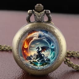 Majestic Dragon and Mystical Landscape Pocket Watch Vintage Women Necklace Pendant Clock Men Watch Gift Relojes De Bolsillo
