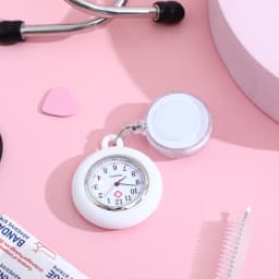 Nurse Pocket Watch Premium Smiling Face Lightweight Clip- Badge Reel Hanging Pocket Watch for Staff Students Doctors