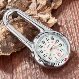 Multifunctional Clip-On Carabiner Pocket Watch Nurse Watch Compass Bottle Opener for Doctors Chefs Luminous Outdoor Sport Clock